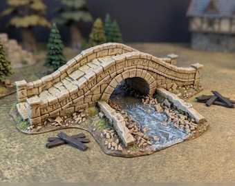 Tabletop Gelände Brücke – Alte Steinbrücke Ruine – 28mm 32mm Szenerie – Taktisches Geländestück für Wargaming, Tabletop, Pen and Paper