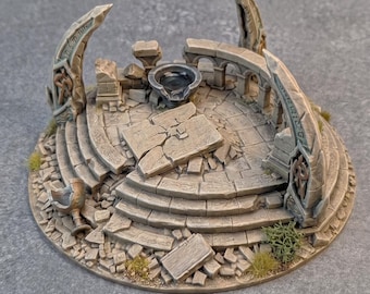 Tabletop Gelände Ruine – Antiker Ritualplatz Ø17cm für Wargaming & Fantasy RPG – 28mm 32mm Szenerie – Rundes Plateau Ruine