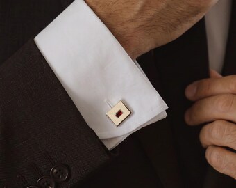 Birthstone Cufflink, Gift for Him, Graduation Gift, Birthday Gift for Him