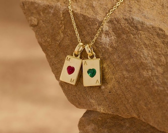 Ace of Hearts Necklace, Gold Plated Playing Card Pendant, Lucky Charm Jewelry, Mothers Days Gift, Birthday Gift for Her