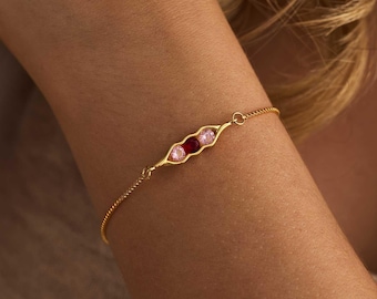 Personalized Peas in a Pod Birthstone Bracelet, Dainty Bracelet, Gift for Mom Grandma, Graduation Gift for Her, Mothers Day Gift