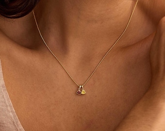 Tiny Gemstone Necklace, Birthstone Necklace, Mom Gift, Mothers Days Gift, Grandma Necklace, Family Gift Mom Necklace, Birthday Gift for Her