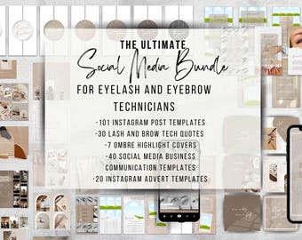 Social Media Bundle for Lash Artists + Brow Technicians | Canva Template | Marketing, Instagram, Pinterest, Optimise Engagement