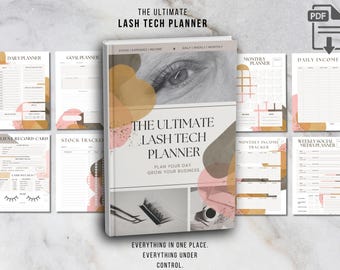 Lash Tech Planner Printable | Lash Business | Appointment Book | Track Client Record & Income Log | Expenses, Stock, Daily, Weekly + Monthly