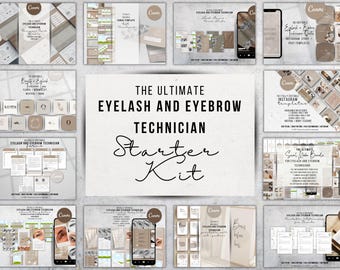 x267 Ultimate Eyelash + Eyebrow Technician Starter Kit Canva Templates | Business Pack | Branding - Socials - Legal Documents - Engagement