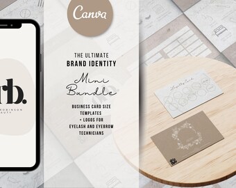 Lash & Brow Business Branding Bundle | Editable Canva Templates | Business Cards, Logos, Appointment and Loyalty Cards, QR Codes, Aftercare
