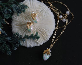 Handmade Baroque Pearl Porcelain Necklace - Minimalist Romantic Jewelry, Elegant Gift for Her (Birthday & Anniversary)