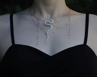 Mystical Snake Zodiac Ceramic Pendant -Forest Charm Statement Piece, Unique Gift for Zodiac Snake Lovers (Graduation & Holiday)