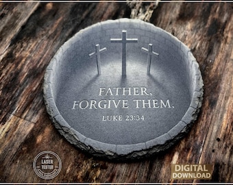 Christian 3 Crosses Laser Engraving PNG | Luke 23:34 (Digital Download)