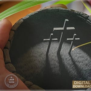 3D Crosses Golgotha Laser Engraving PNG: Deep Well Christian Illusion Design (Digital Download) image 3