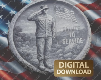 US Marine 3D Illusion Laser Engraving Design: Salute to Service PNG (Digital File)