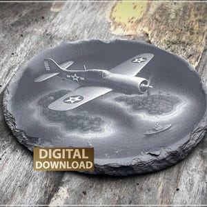 Grumman Wildcat WW2 Airplane 3D Laser Engraving Design (Digital Download PNG)