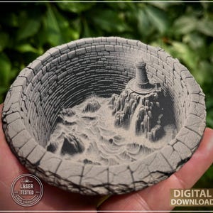 Diseño de faro 3D grabado láser: ilusión óptica PNG (compatible con Glowforge)