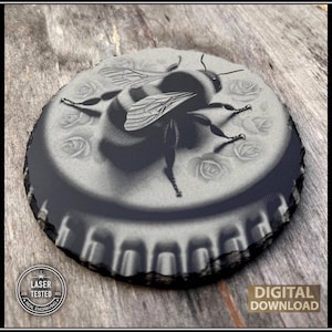3D illusion "Bumblebee on Bottle Cap" | Engrave - Laser Ready | Diode, C02, Fiber lasers | Glowforge |