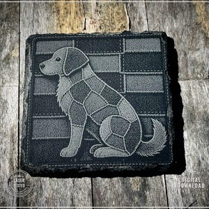 Hundlapptäcke PNG | Digital nedladdning av konstgjorda quiltdjur | Rustik lantlig hantverksdesign | Lasergraveringsfil