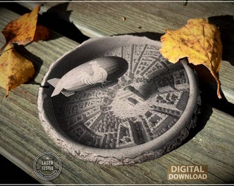 3D Zeppelin Over Paris Illusion: Arc de Triomphe Laser Engraving PNG File (Digital Download)