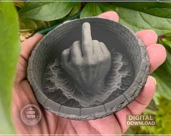 Middle Finger 3D Laser Engraving Design for Slate (Digital Download)