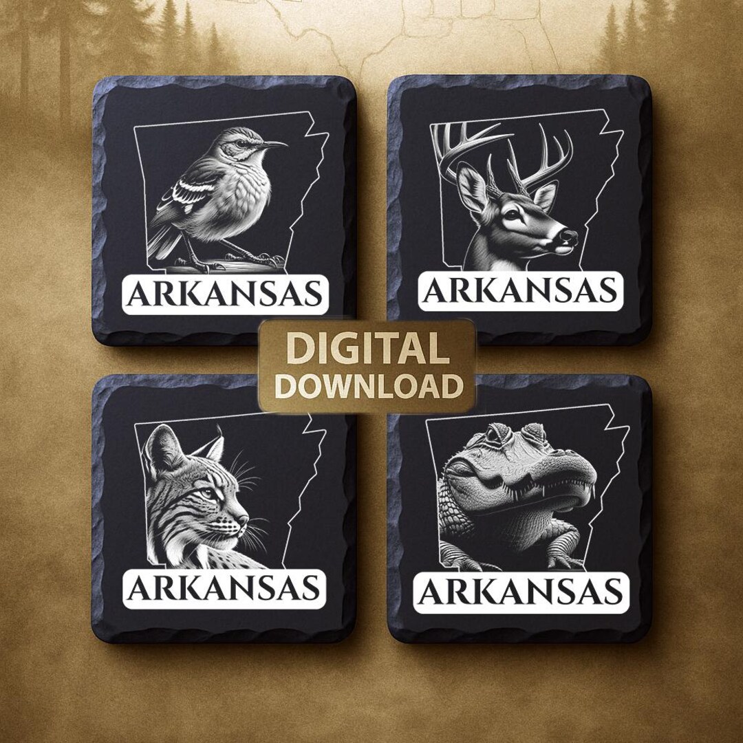 Arkansas Wildlife Laser Engraving PNG – Slate Coaster Design - Etsy