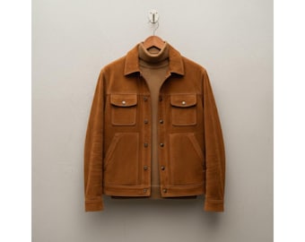 Handmade Brown Suede Trucker Jacket, Classic Western Coat, Men's Leather Jackets