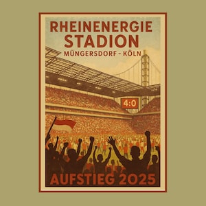Poster, vintage poster, Cologne, Cologne poster, FC Cologne, vintage, retro, travel poster, Müngersdorf Stadium, Südstadt