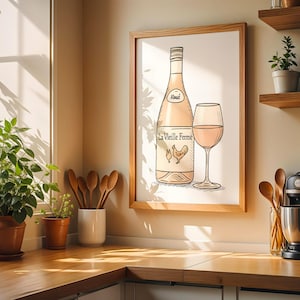 Chicken Wine Digital Print | Farmhouse Art Print | Kitchen Wall Decor | Rustic Chicken Wine Decor | Wine Lover Gift | Wall Art