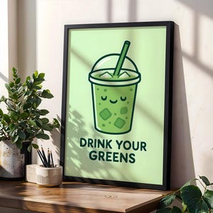 Matcha Digital Print | Kitchen Wall Art | Tea Lover Print | Matcha Green Tea Art | Printable Wall Decor | Matcha Lover Gift | Cute Matcha