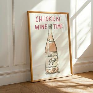 Chicken Wine Art Print | Farmhouse Kitchen Decor | Funny Wine Poster | Chicken Lover Gift | Wall Art for Wine Enthusiasts