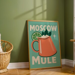 Moscow Mule Art Print | Colourful Bar Decor | Digital Download | Wall Art | Home Bar Gift | Drink Decor