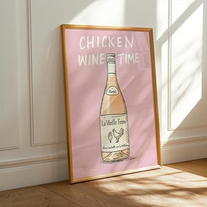 Chicken Wine Digital Print | Farmhouse Art Print | Kitchen Wall Decor | Rustic Chicken Decor | Wine Lover Gift | Wall Art