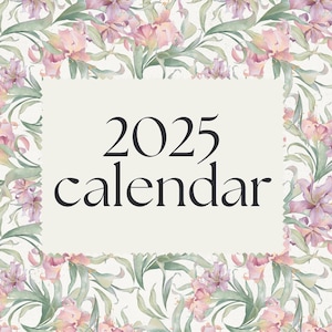 Calendario 2025, floral en acuarela, calendario digital o imprimible
