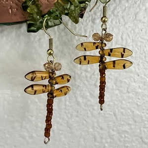 Tiger Winged Crystal Dragonfly Earrings image 2