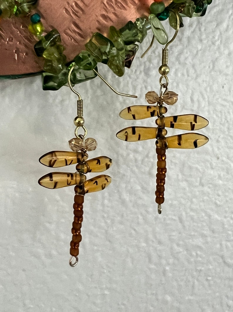 Tiger Winged Crystal Dragonfly Earrings image 2