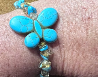 Butterfly Bracelet, Butterfly Jewelry, Citrine and Turquoise Bracelets