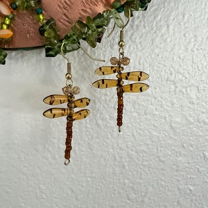 Tiger Winged Crystal Dragonfly Earrings image 1