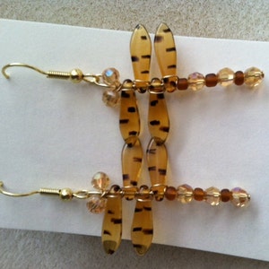 Tiger Winged Crystal Dragonfly Earrings image 3