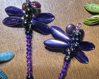 Purple Dragonfly Earrings