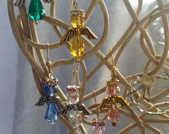 Angel Earrings, Angel Jewelry, Crystal Angels, Guradian Angels