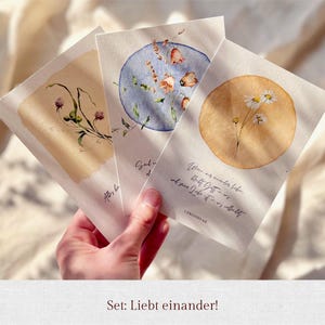 3 Christliche POSTKARTEN I Set: "Liebt einander!"