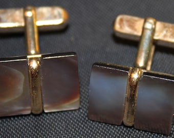 Markdown 30%- Swank Vintage Mother of Pearl Cufflinks and Stud Set