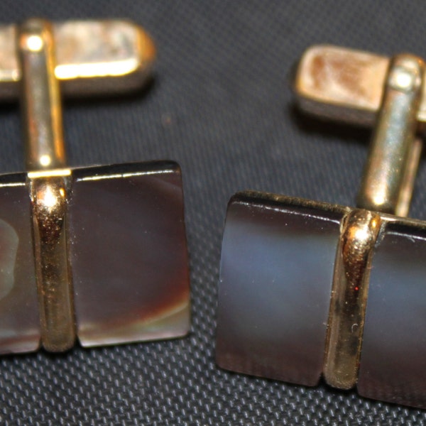 Markdown 30%- Swank Vintage Mother of Pearl Cufflinks and Stud Set