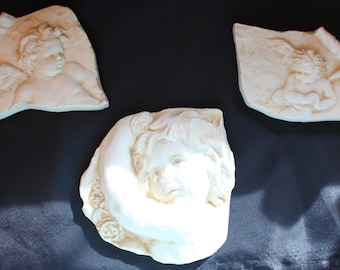Hen Feathers Cherub Wall Plaques/Vintage Cherub Plaques/ Ceramic Cherub Plaques/Cherub Wall Hanging/Angel Wall Plaques/Hen-Feathers & Co