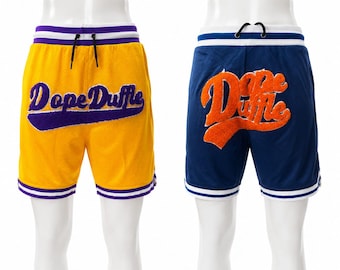 Pack of 2 DopeDuffle Mesh Shorts, Chenille Patch Retro Basketball Bottoms