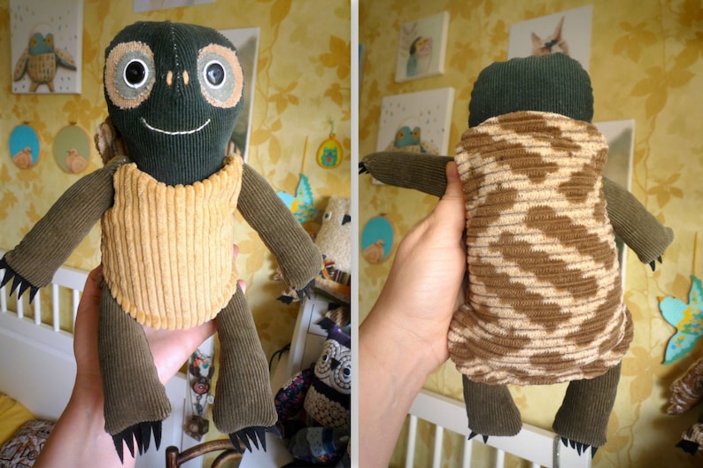 the Turtle soft art toy creature by Wassupbrothers. Etsy
