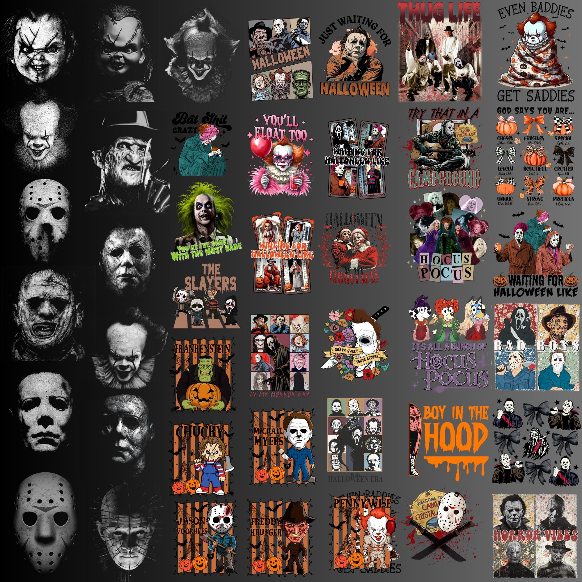 Halloween Characters Png Bundle, Halloween Bundle PNG, Retro Horror Png Bundle, Scary Movie Bundle, Horror Png, Horror Halloween Png