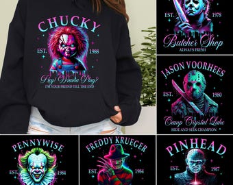 Horror Friends Halloween Png Bundle, Movie Killers Neon Png, Horror Characters Png, Series Killer Halloween, Scary Movie Png, Spooky Vibes