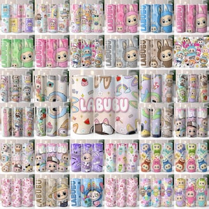 100+ Labubv Monster Doll 20oz Tumbler Wrap Png Bundle, Cute Doll Png, Straight And Tapered Tumbler Wrap Png, Cartoon Character Png
