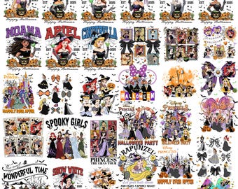Halloween Princess Coquette Bow Bundle Png, Retro Halloween Bundle Png, Spooky Season Png, Trick Or Treat Png, Princesses Witch Png