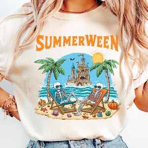 Summerween Skeleton PNG, Retro Spooky Summer Sublimation Design, Funny Girly Beach Vibes PNG, Halloween Vacation Shirt PNG, Summerween Png