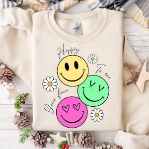 Retro Happy To See Your Face Png, Neon Floral Teacher Png, Smile Face Png, Back To School Png, Trendy Teacher Smiley Png, Happy Face Png