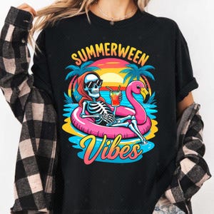 Summerween Skeleton PNG, Retro Spooky Summer Sublimation Design, Funny Girly Beach Vibes PNG, Halloween Vacation Shirt PNG, Summerween Png